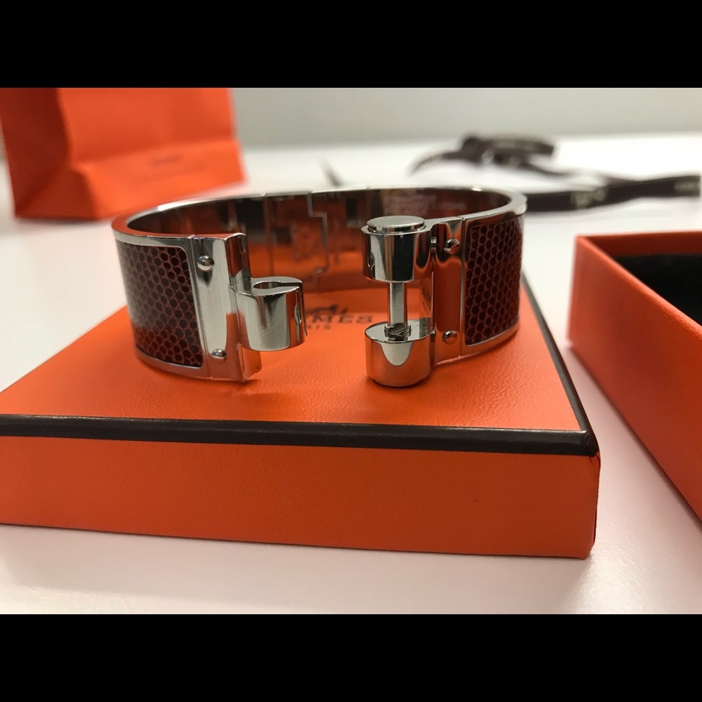 Hermès Lizard Hinged Bracelet